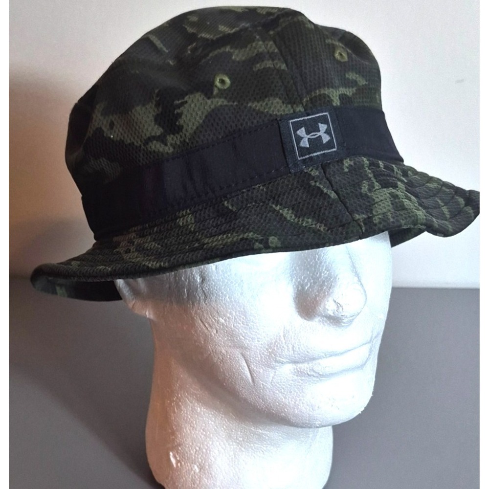 Under Armour Mens Camo Bucket Hat Green Black M Medium